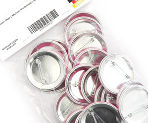 Buttons i poly-pose med headerkort, Luminari Shop