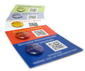 Visitkort med button 25mm, 5 varianter